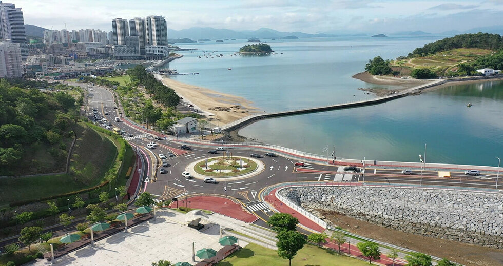 웅천~소호를 연결하는 '선소대교' 개통 전 도심권 교통흐름을 보여주는 사진