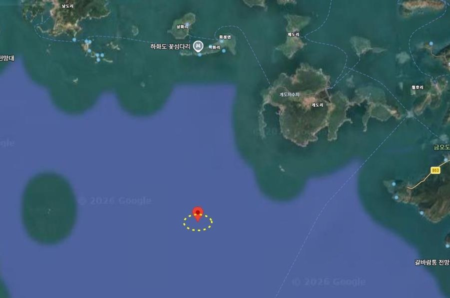 개도 남서방 3해리 해상 낚시어선 사고 위험 구역 표시 지도