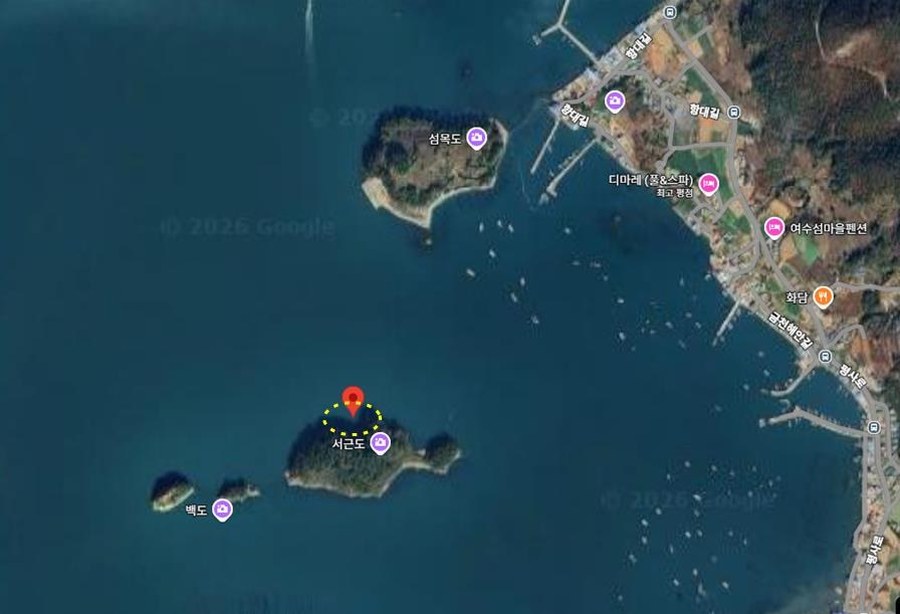돌산 서근도 북방 0.2해리 해상 낚시어선 사고 위험 구역 표시 지도