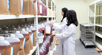 여자 연구원 두명이 서서 배양 확인하는 모습