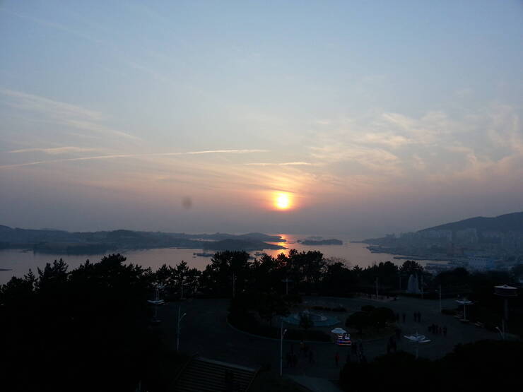여수 돌산공원에서 본 일몰 직전의 풍경