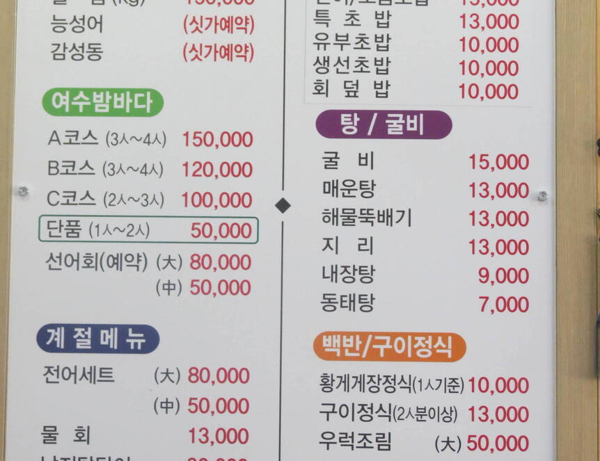 여수 부부 횟집1.3,2816,2112