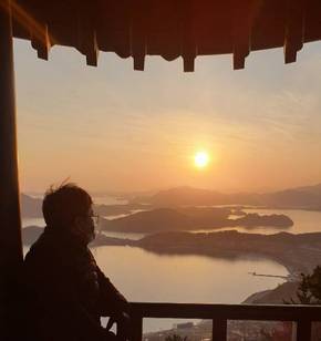 화양면 고봉산 정상 노을감상