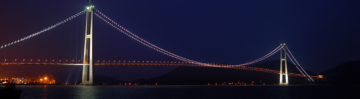 華やかな明かりが調和している李舜臣(イ・スンシン)大橋の夜景