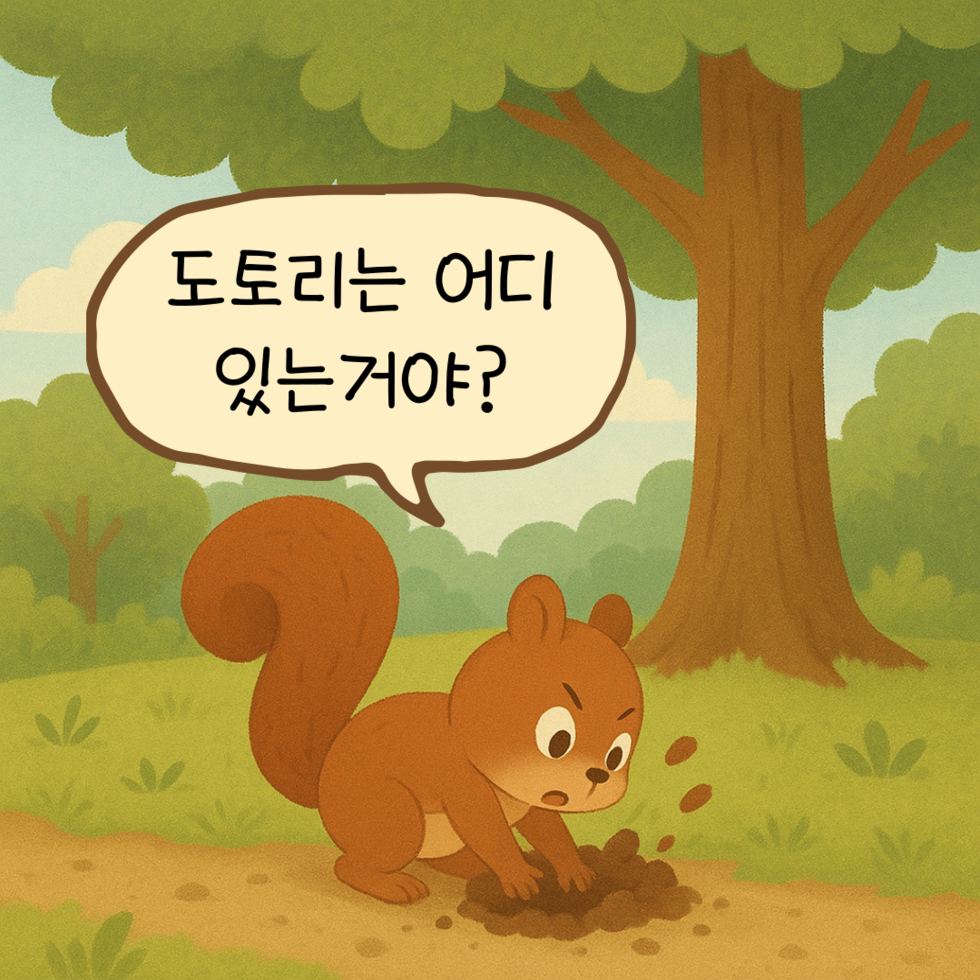 다람쥐: 도토리는 어디 있는거야?