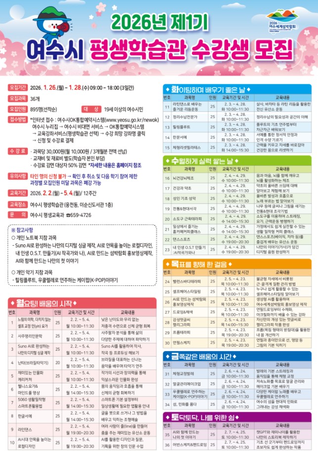 4 여수시, 평생학습관 제1기 정규 프로그램 수강생 모집.jpg